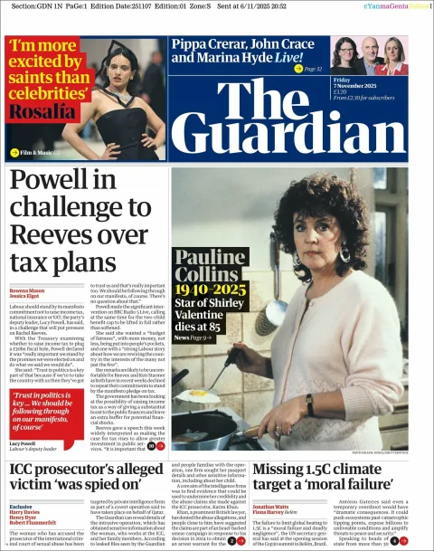 Portada de The Guardian (reino Unido)