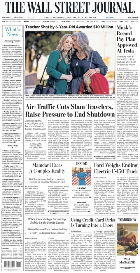 Portada de The Wall Street Journal
