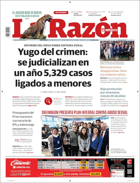 Portada de La Razon del viernes, 7 de noviembre de 2025