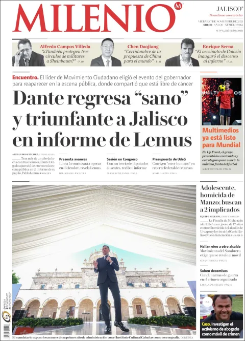 Portada de Milenio Jalisco del viernes, 7 de noviembre de 2025