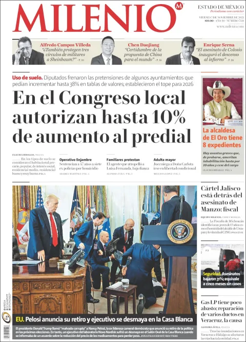 Portada de Milenio Edo de Mexico del viernes, 7 de noviembre de 2025
