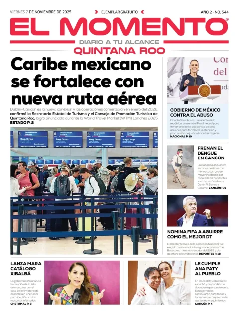 Portada de El Momento Quintana Roo del viernes, 7 de noviembre de 2025