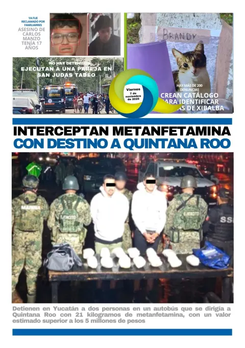 Portada de El Quintana Roo (contraportada) del viernes, 7 de noviembre de 2025