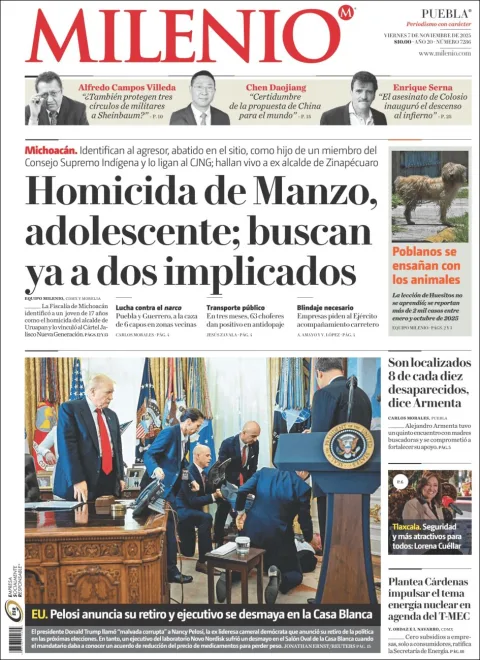 Portada de Milenio Puebla del viernes, 7 de noviembre de 2025