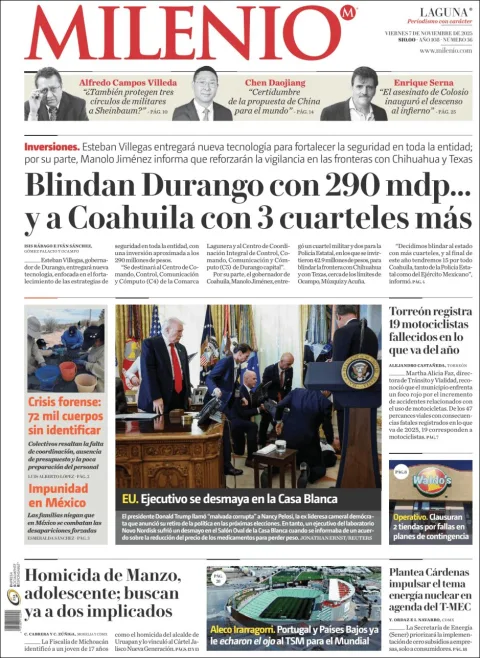 Portada de Milenio Laguna del viernes, 7 de noviembre de 2025