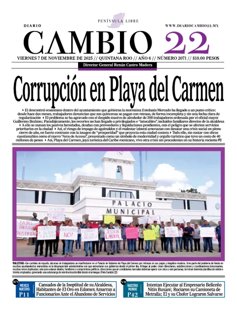 Portada de Diario Cambio 22 (portada) del viernes, 7 de noviembre de 2025