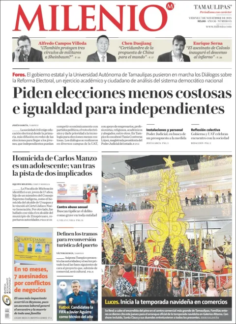 Portada de Milenio Tamaulipas del viernes, 7 de noviembre de 2025