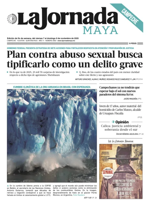 Portada de La Jornada Maya Campeche del viernes, 7 de noviembre de 2025