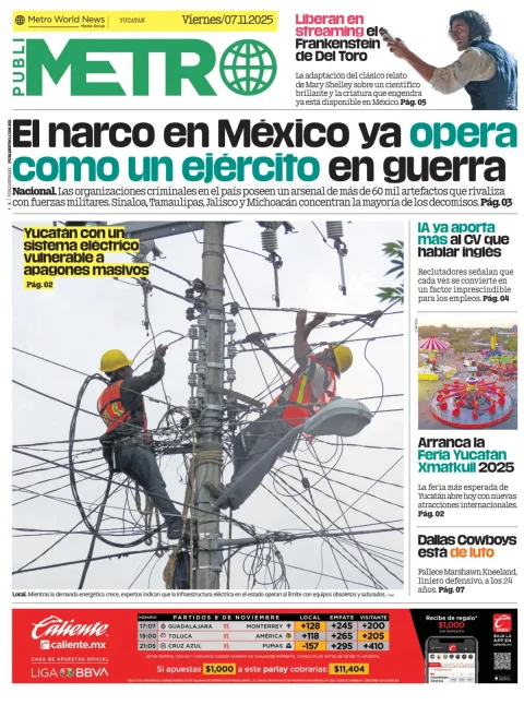 Portada de Publimetro Merida del viernes, 7 de noviembre de 2025