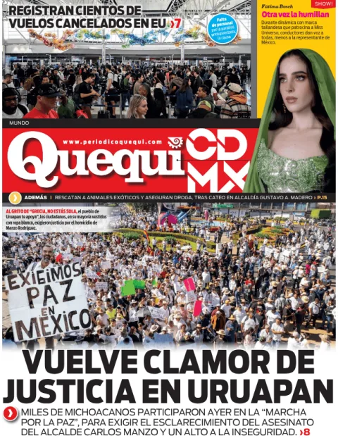 Portada de Quequi CDMX (contraportada) del sábado, 8 de noviembre de 2025