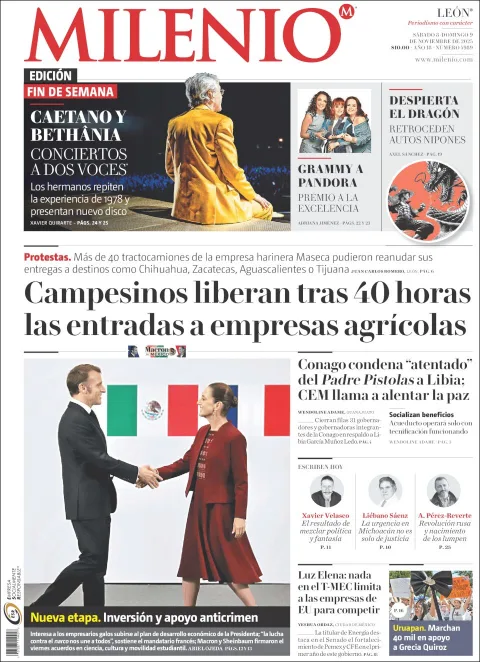 Portada de Milenio Leon del sábado, 8 de noviembre de 2025