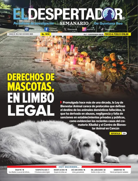 Portada de El Despertador de Quintana Roo del lunes, 10 de noviembre de 2025