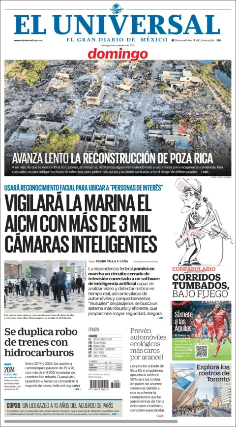 Portada de El Universal