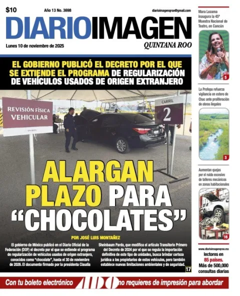 Portada de Diario Imagen Quintana Roo del lunes, 10 de noviembre de 2025