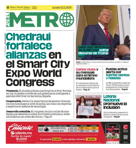 Portada de Publimetro Puebla del lunes, 10 de noviembre de 2025