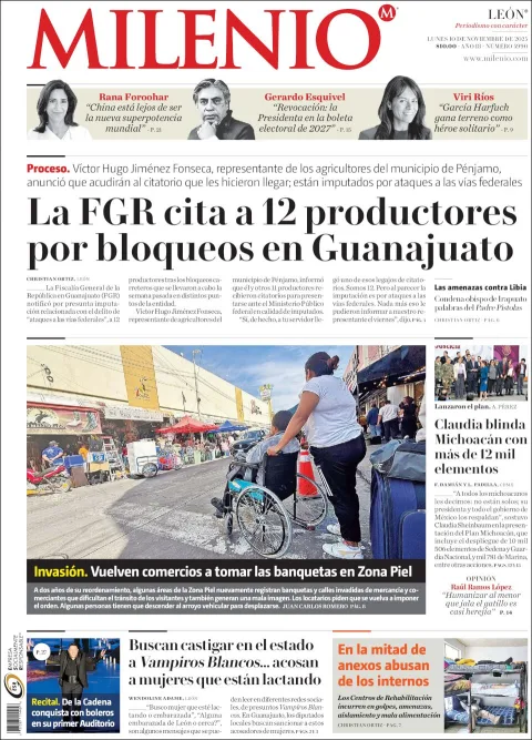 Portada de Milenio Leon del lunes, 10 de noviembre de 2025