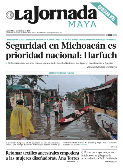 Portada de La Jornada Maya Quintana Roo del lunes, 10 de noviembre de 2025