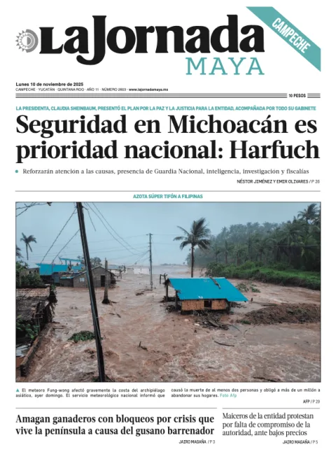 Portada de La Jornada Maya Campeche del lunes, 10 de noviembre de 2025