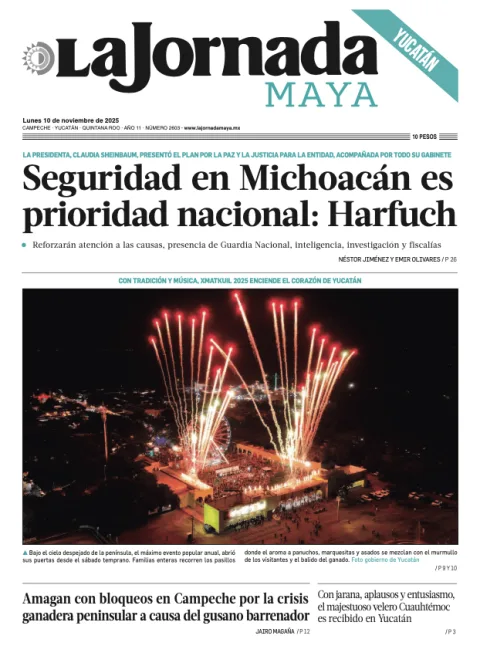 Portada de La Jornada Maya Yucatán del lunes, 10 de noviembre de 2025