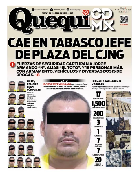 Portada de Quequi CDMX del martes, 11 de noviembre de 2025