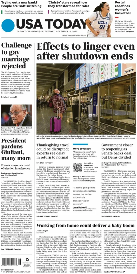 Portada de Usa Today