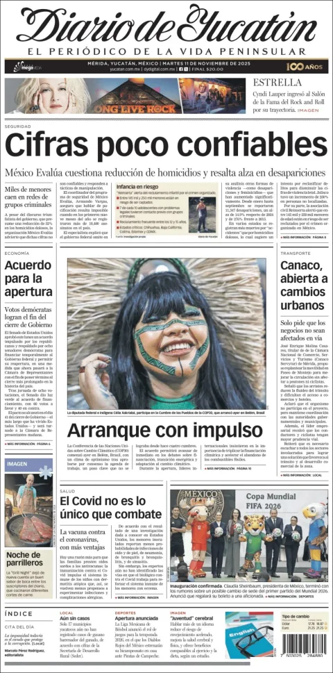 Portada de Diario de Yucatán del martes, 11 de noviembre de 2025