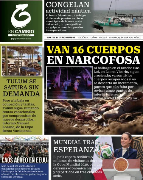 Portada de En Cambio - Quintana Roo (portada) del martes, 11 de noviembre de 2025