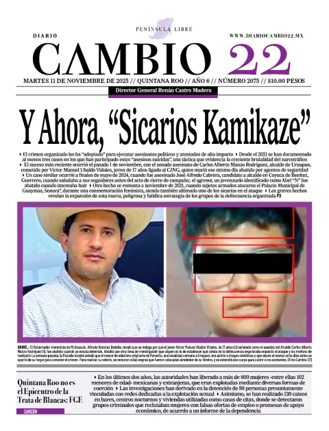 Portada de Diario Cambio 22 (portada) del martes, 11 de noviembre de 2025