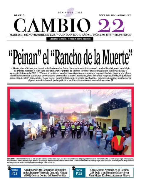 Portada de Diario Cambio 22 (contraportada) del martes, 11 de noviembre de 2025
