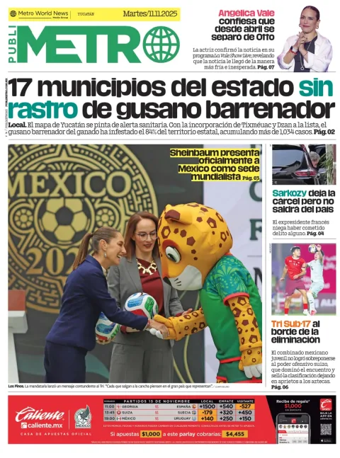 Portada de Publimetro Merida del martes, 11 de noviembre de 2025