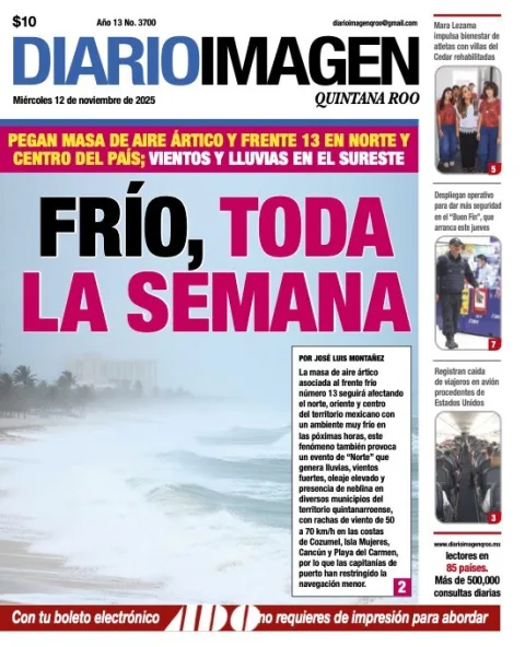 Portada de Diario Imagen Quintana Roo del miércoles, 12 de noviembre de 2025