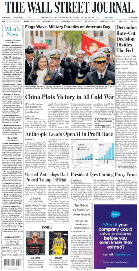 Portada de The Wall Street Journal