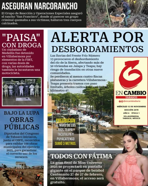 Portada de En Cambio - Tabasco (contraportada) del miércoles, 12 de noviembre de 2025