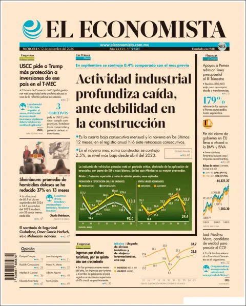 Portada de El Economista del miércoles, 12 de noviembre de 2025