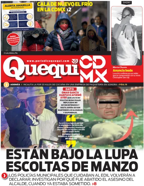 Portada de Quequi CDMX (contraportada) del miércoles, 12 de noviembre de 2025