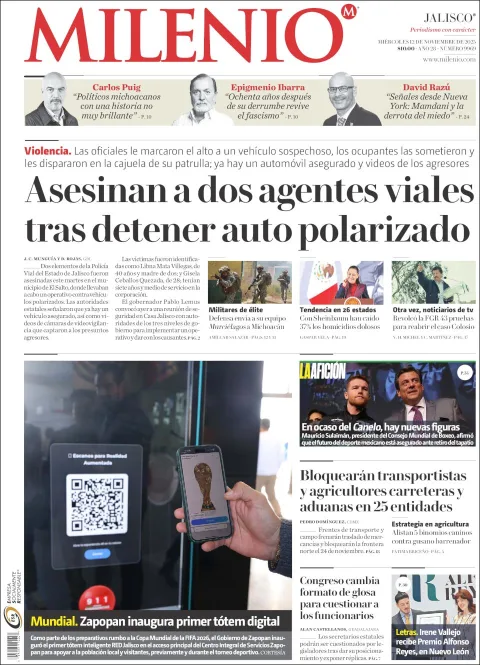 Portada de Milenio Jalisco del miércoles, 12 de noviembre de 2025