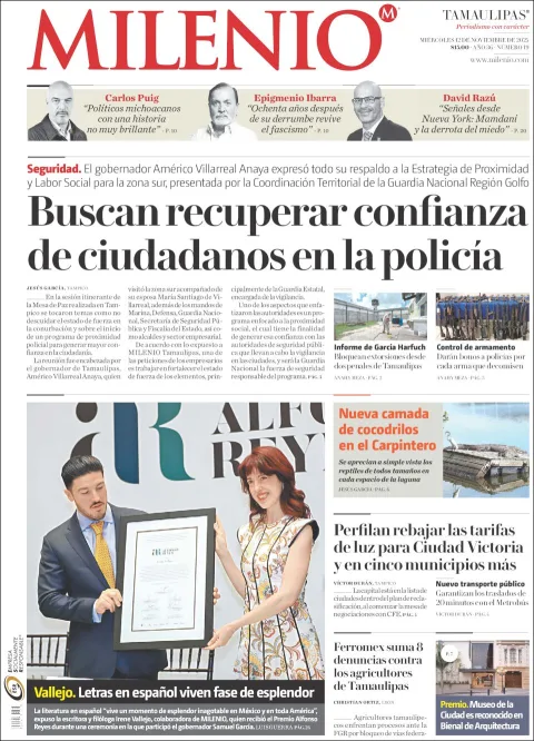 Portada de Milenio Tamaulipas del miércoles, 12 de noviembre de 2025