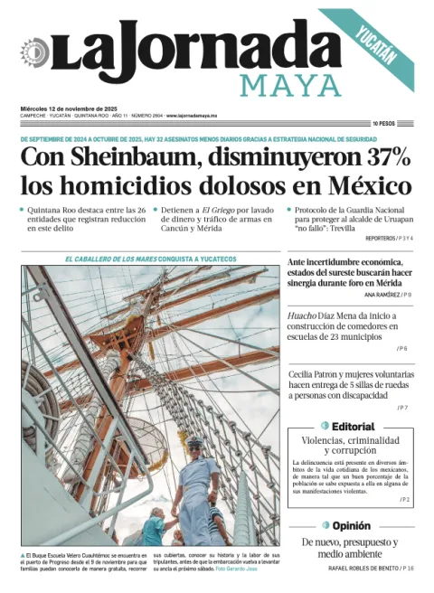 Portada de La Jornada Maya Yucatán del miércoles, 12 de noviembre de 2025