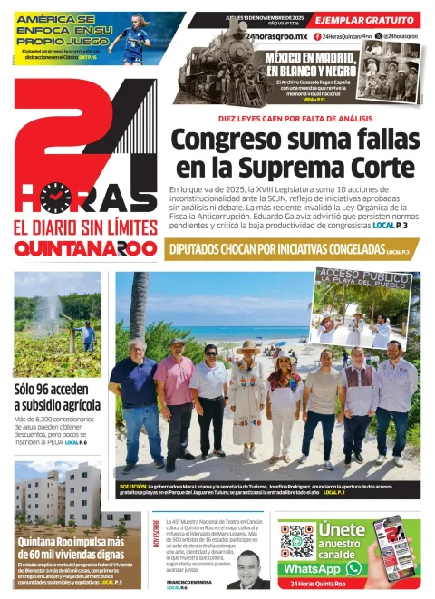 Portada de 24 Horas Quintana Roo