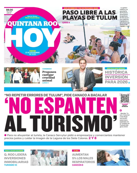 Portada de Quintana Roo Hoy (portada)