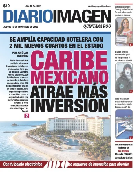 Portada de Diario Imagen Quintana Roo del jueves, 13 de noviembre de 2025