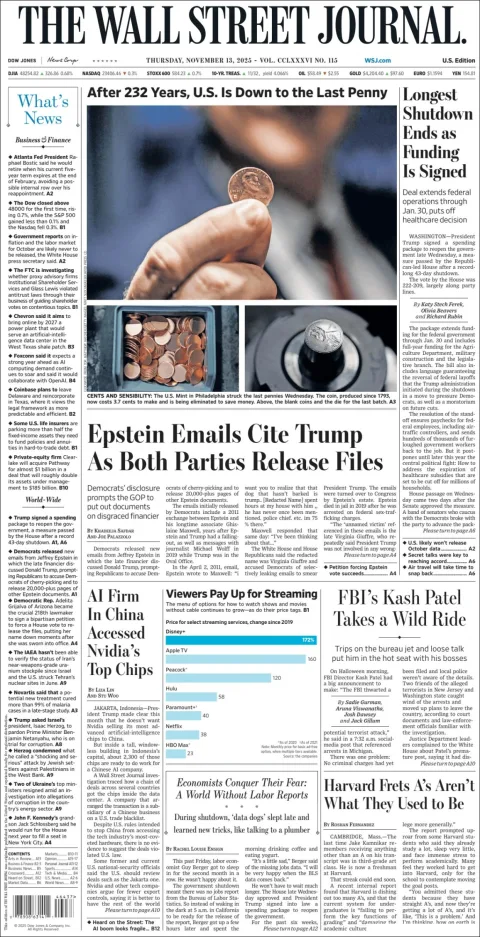 Portada de The Wall Street Journal
