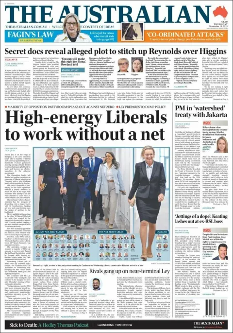 Portada de The Australian del jueves, 13 de noviembre de 2025