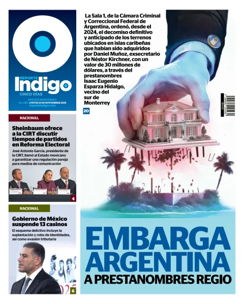 Portada de Reporte Indigo Monterrey del jueves, 13 de noviembre de 2025