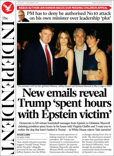 Portada de The Independent del jueves, 13 de noviembre de 2025
