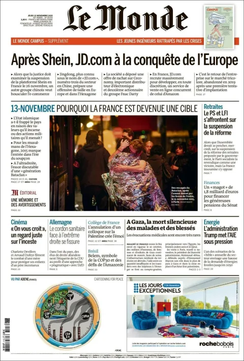 Portada de Le Monde del jueves, 13 de noviembre de 2025