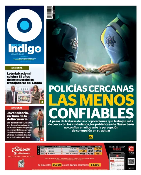 Portada de Reporte Indigo Monterrey del viernes, 14 de noviembre de 2025