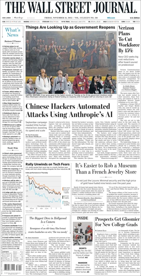 Portada de The Wall Street Journal