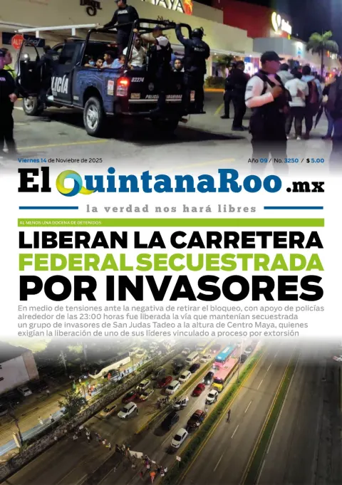 Portada de El Quintana Roo (portada) del viernes, 14 de noviembre de 2025