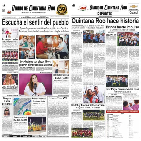Portada de Diario de Quintana Roo (portada)